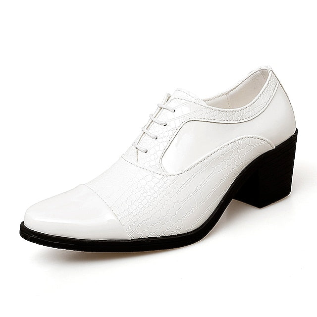 Crocodile Leather Oxford Faux Men's Black Patent Pattern