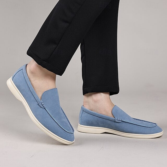 Blue – Faux Men's Loafers Slip-On Light Breathable Casual