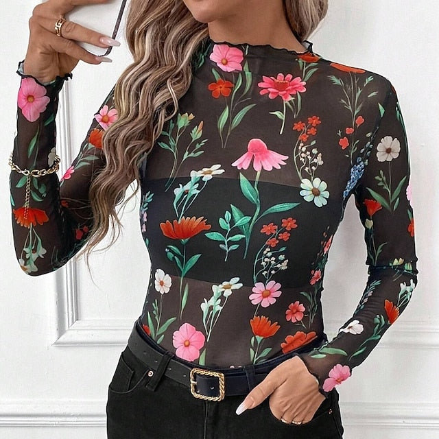 Women's Blouse Print Floral Leopard Stylish Sexy Classic