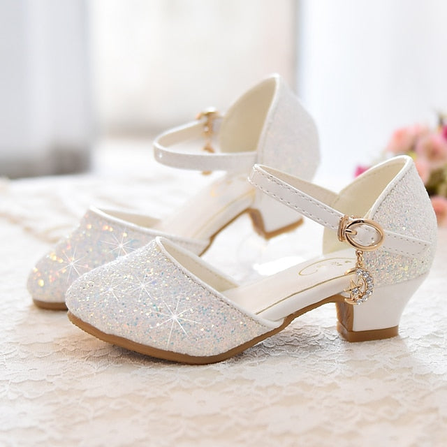 Glitters Little Rubber Shoes PU Heels Girls' Princess Party