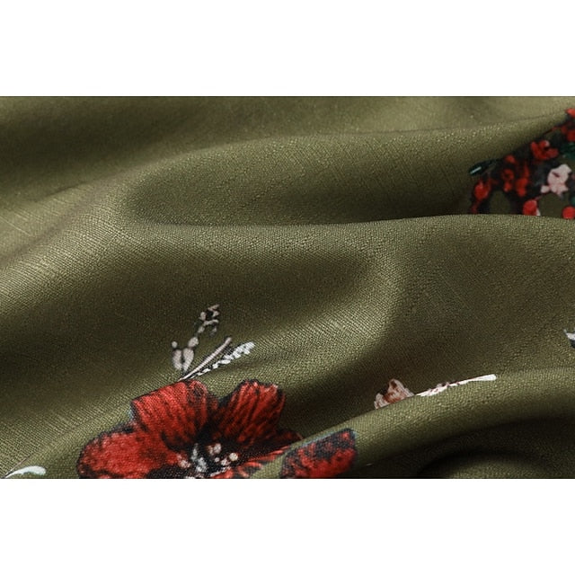 Women's Wide Leg Slacks Boho Full Length Natural Flower