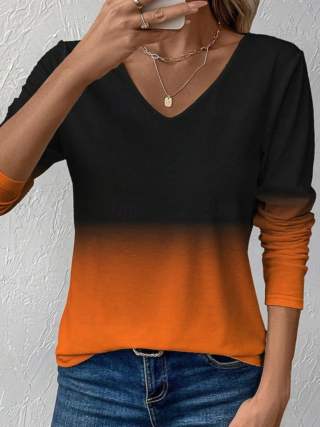 Women's T Shirt Ombre Graphic Vintage Stylish Classic Long
