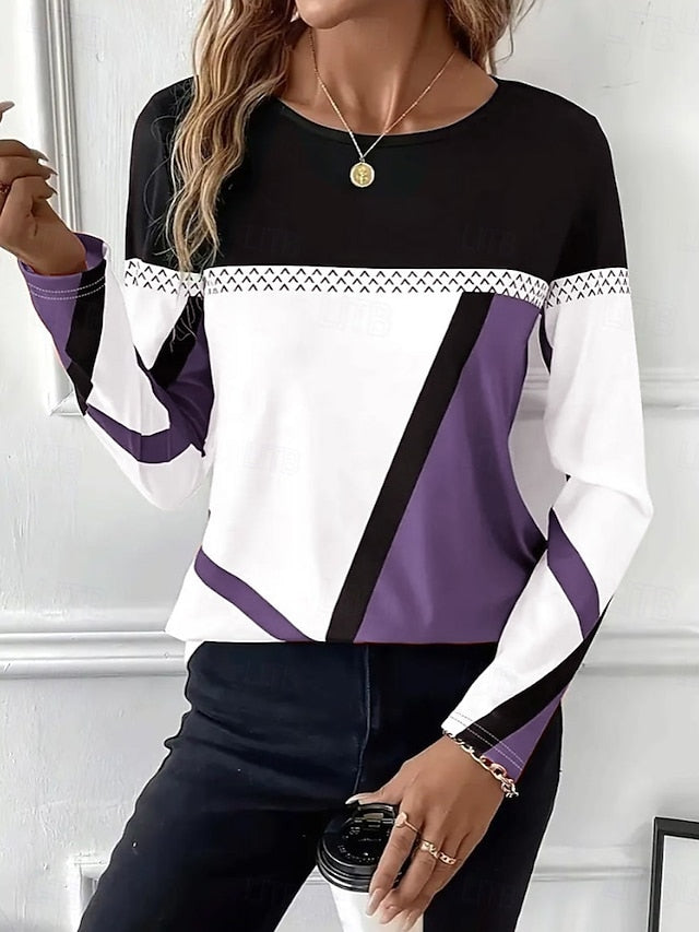 Easter Women's T shirt Long Sleeve Crew Neck Long Sleeve