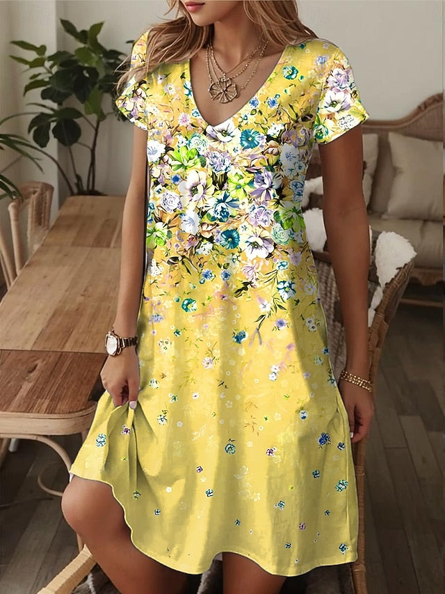Women's Mini Dress T Shirt Dress Tee Dress Sundress A Line