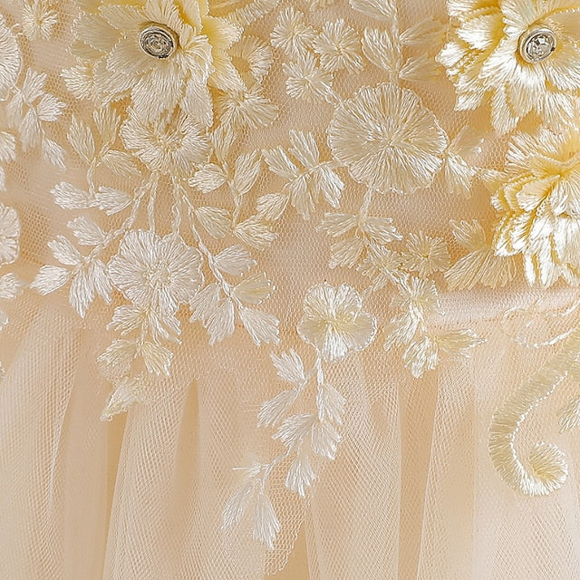 Dress Colored Wedding Sleeveless Kids Solid Girls' Party