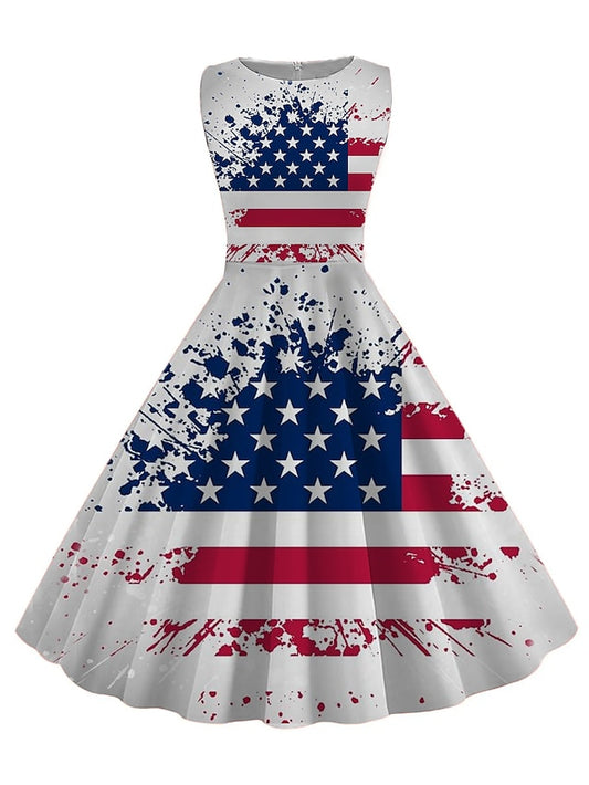 Women's Retro 1950s Vintage Tea Dresses Midi Dress Daily