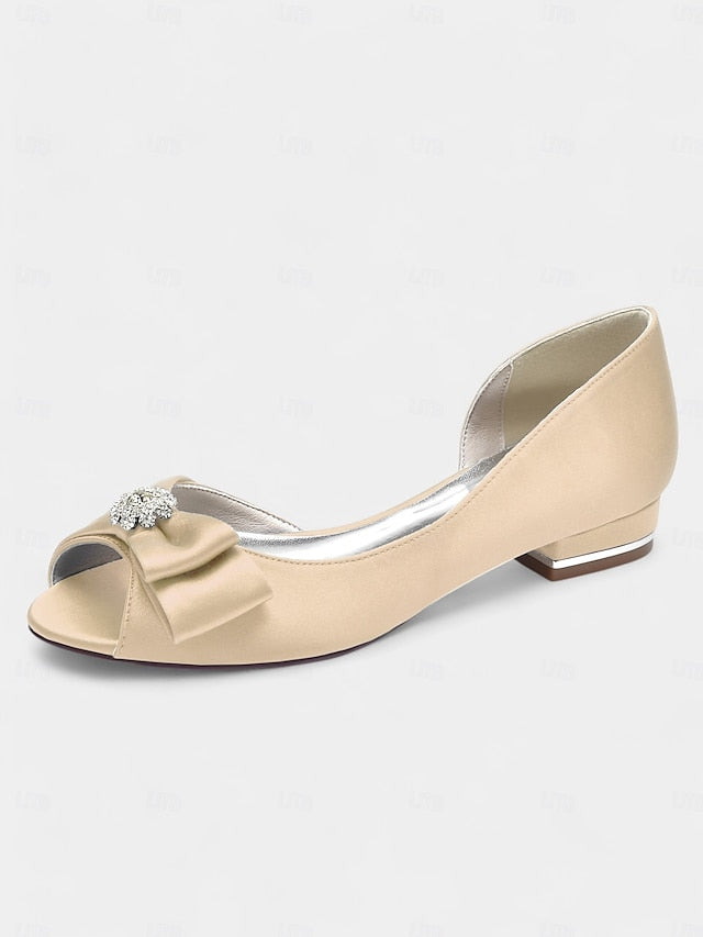 satin luxurious flats with crafted a sparkling Elegant in