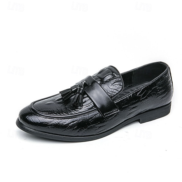 with Green Men's Faux Embossed Loafers Crocodile Leather