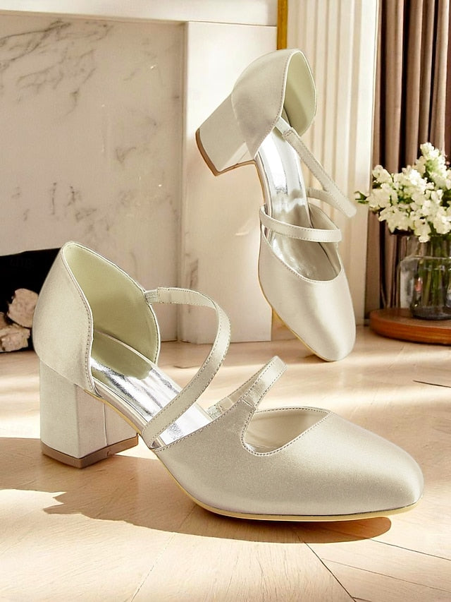 Mary Heels – 1950s Satin Elegant Women's Block Jane Green