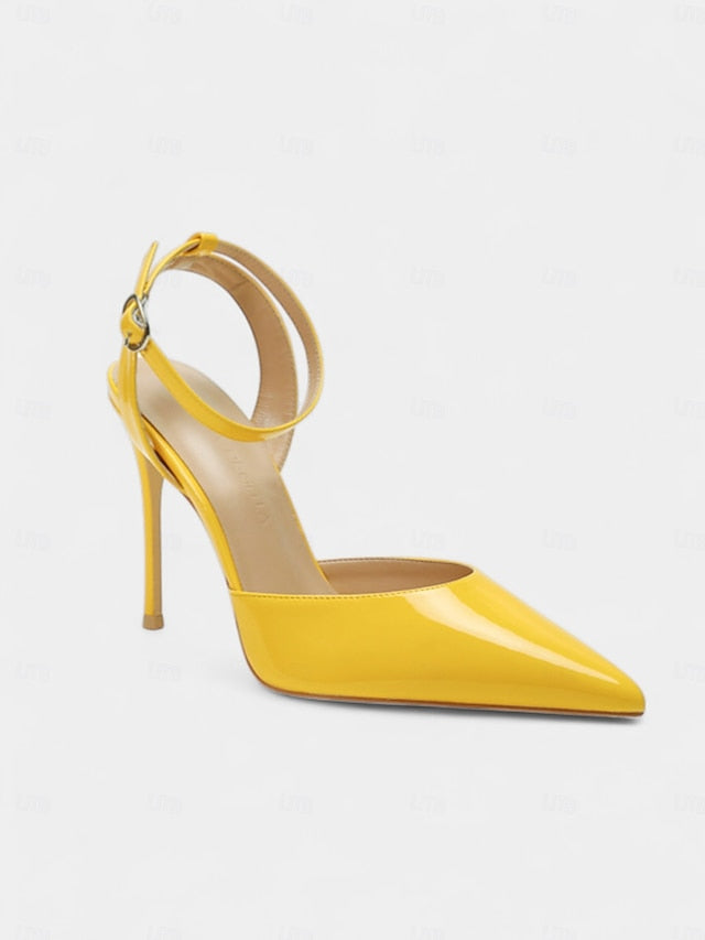 Stiletto Leather Heels Patent Nude Women's Slingback -