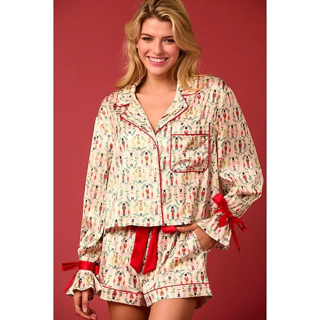 Santa Claus Sleepwear Pajamas Satin Pajama Women's Cosplay