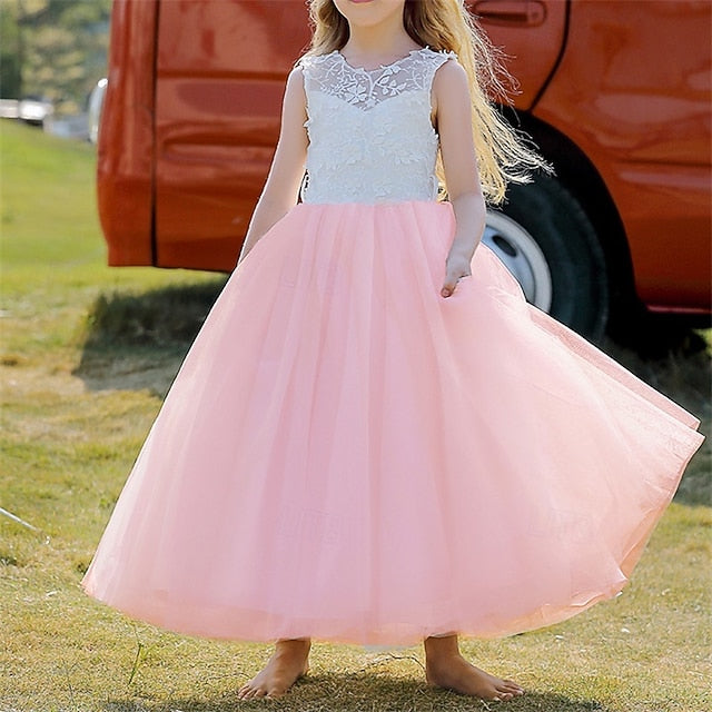 Solid Party Dress Girl Flower Kids Color Girls'
