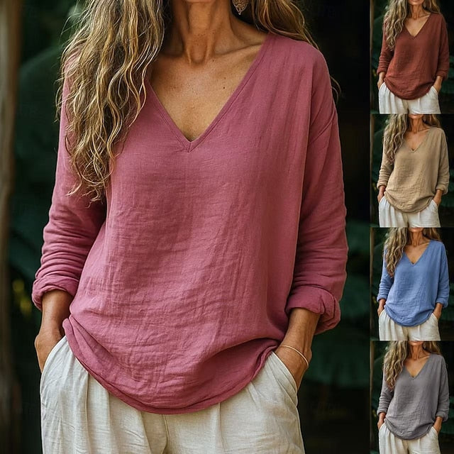 Women's Blouse Stylish Retro Vintage Casual Brown Khaki