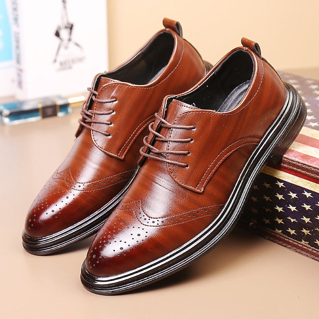 Classic – Shoes Faux Leather Brogue Brown Men's