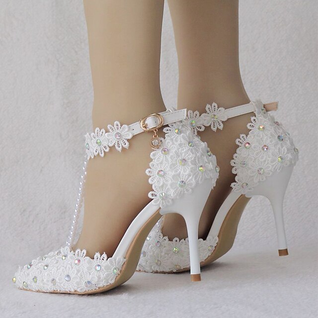 Wedding Bridal Heel Women's Lace High Shoes Pointed