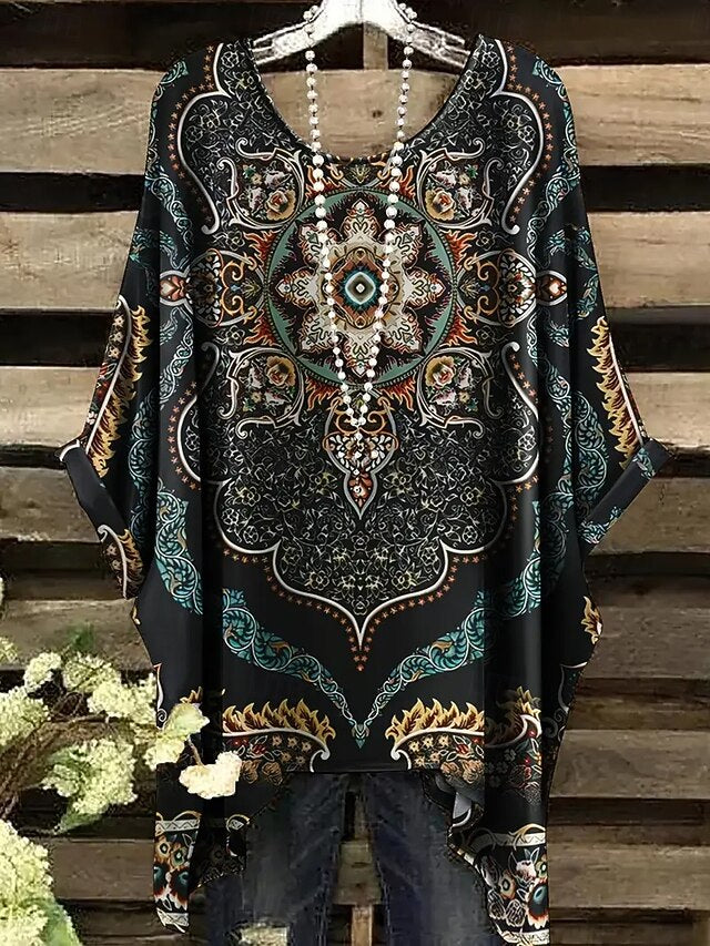 Women's Blouse Asymmetric Graphic Geometric Vintage Daily
