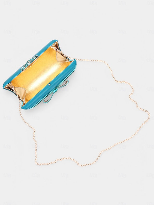 – with Clutch Sandals Gold Flat Rhinestone Bow Matching