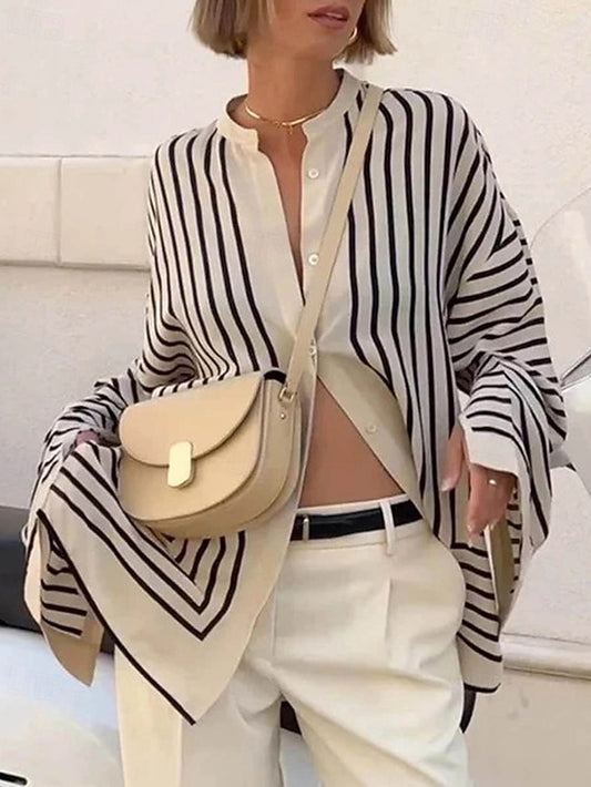 Women's Shirt Buttons Striped Daily Stylish Basic Long