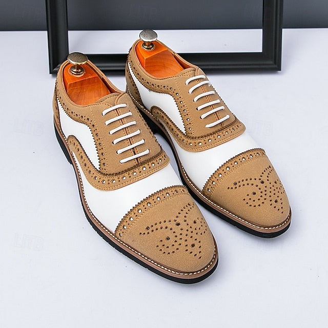 Brown Classic Brogue White Oxford Men's with and Shoes