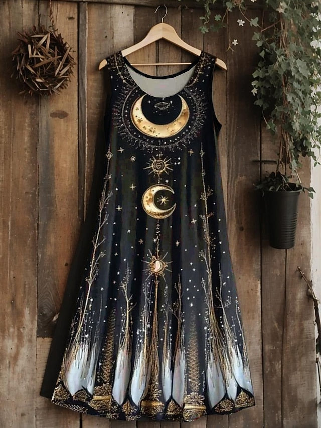 Women's Vintage Viking Celtic Knot  Gradient Art Midi Dress