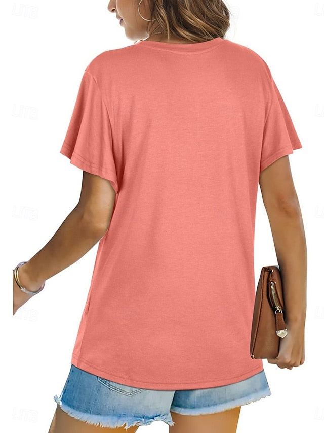 Women's T Shirt Solid Color Plain Classic Modern Casual
