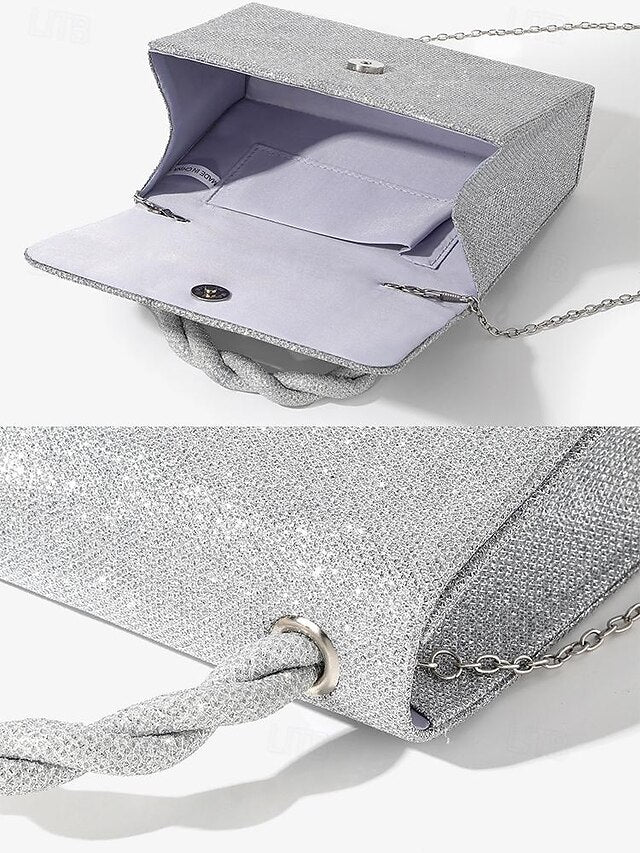 Silver Glitter with Braided Handbag Handle and Women's