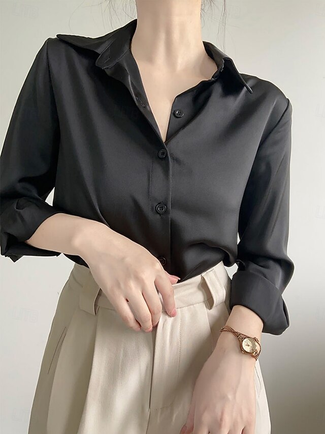 Women's Blouse Buttons Solid Color Elegant Daily Stylish