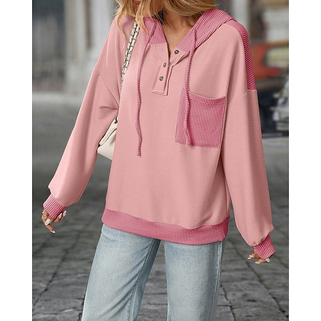 Women's Pullover Sweatshirt Casual Hoodies Drawstring with