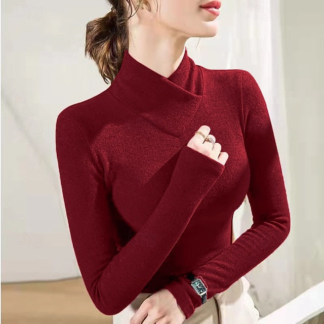 Women's Tight Tops Solid Color Plain Elegant Stylish