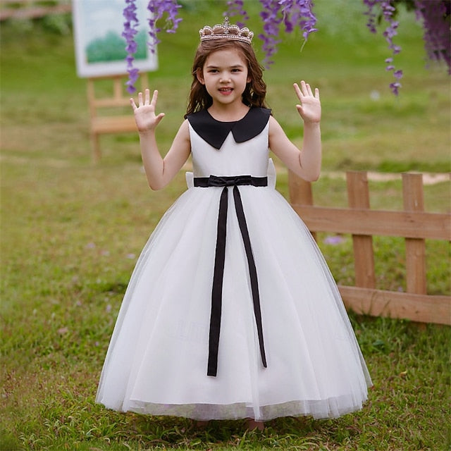 Dress Kids Party Block Girls' Color Performance Sleeveless