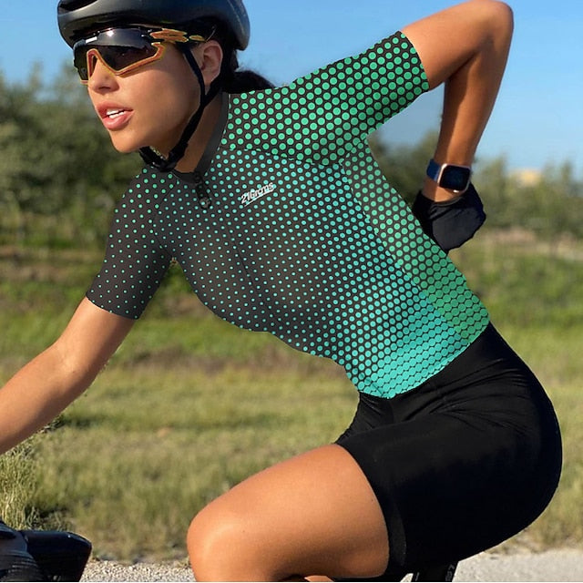 Women's Cycling Jersey Polka Dot Short Sleeve Bike Jersey