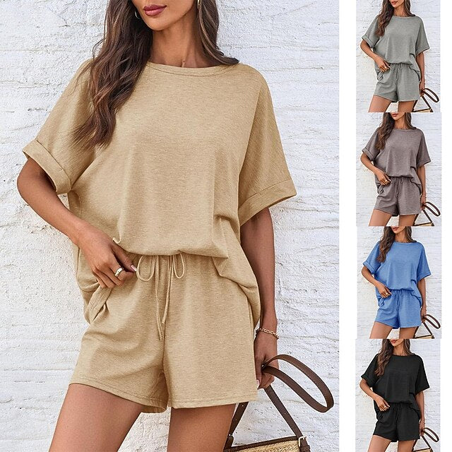 Women's Shorts Sets Bolero Top Short Sleeve Round Neck
