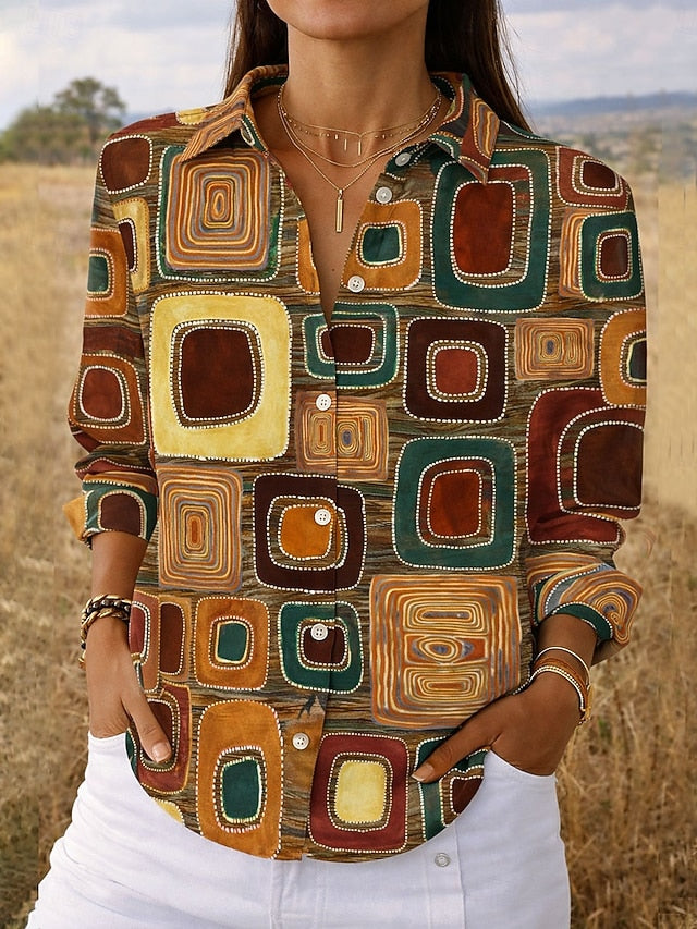 Women's Shirt Linen Like Breathable Lightweight Graphic