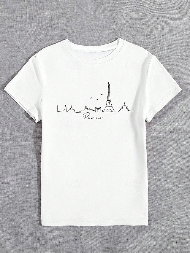 Women's T Shirt Cotton Shirt Print Letter Casual Short