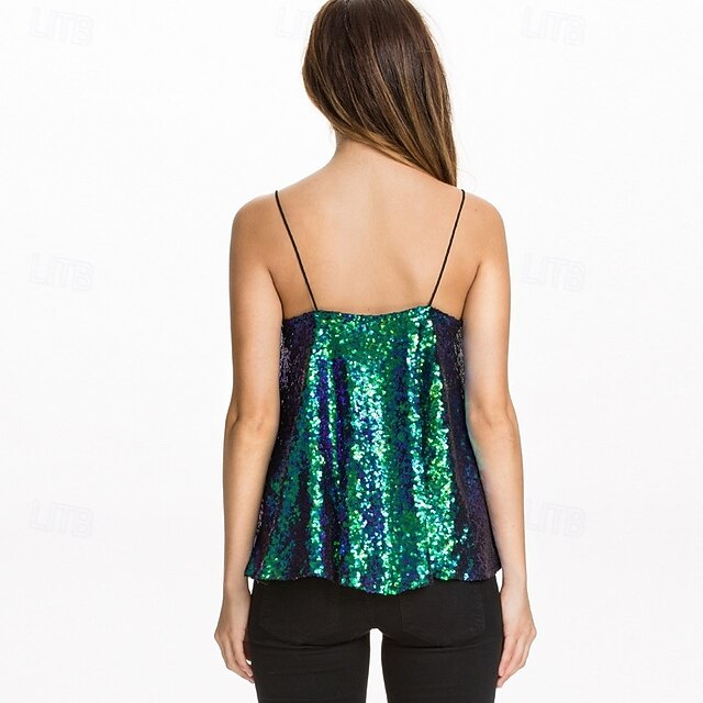 Retro Vintage 1980s Camisole Sequins Fancy Dress Women's
