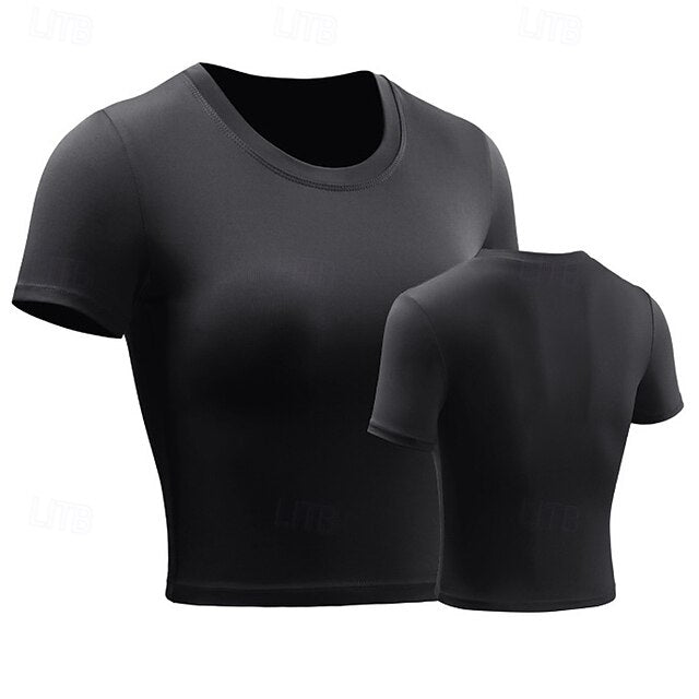 Women's Running T-Shirt Crop Top Short Sleeve Tee Tshirt