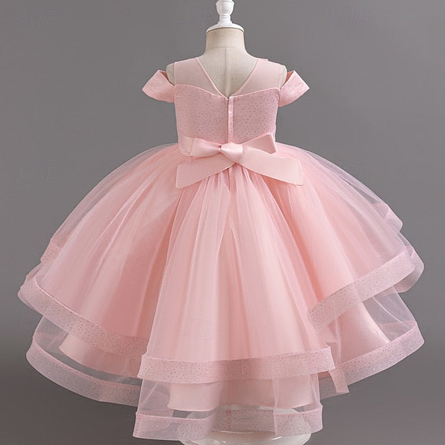 Solid Wedding Party Short Color Girls' Sleeve Kids Dress