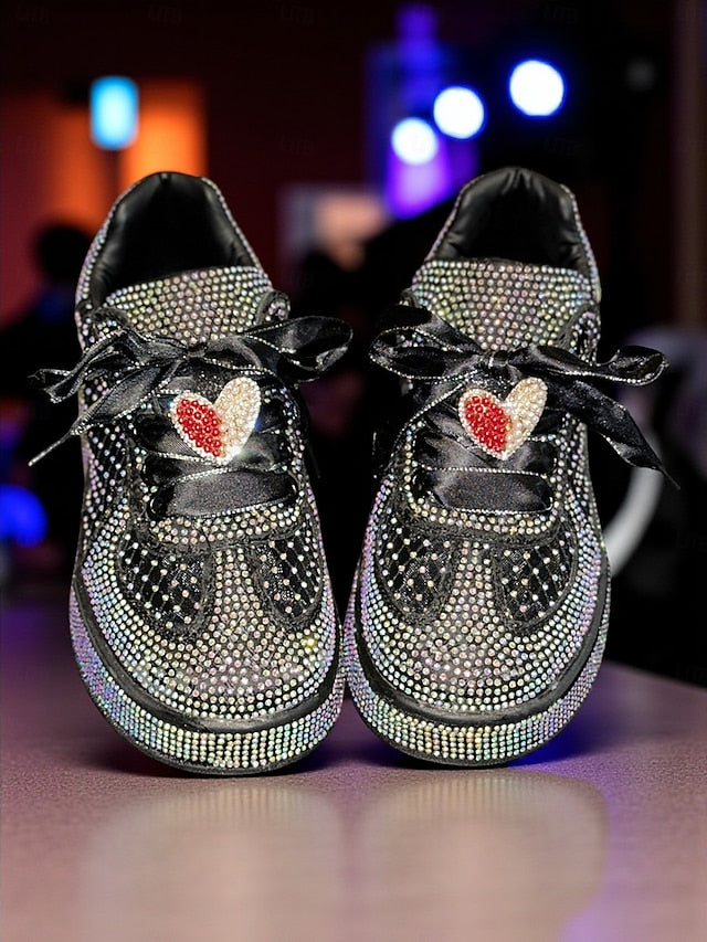 Sneakers Laces with Women's White Satin Ribbon Rhinestone