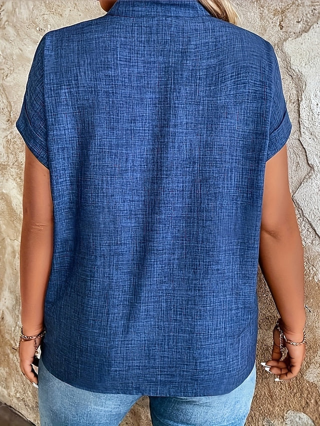 Women's Shirt Blouse Plain Vintage Classic Modern Short