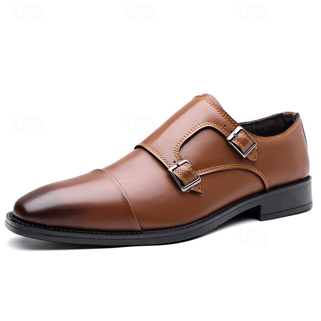 Men's Strap Elegant Double Leather Shoes – Monk