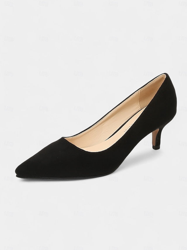with Emerald Pointed-Toe Suede Green Women's Kitten Pumps