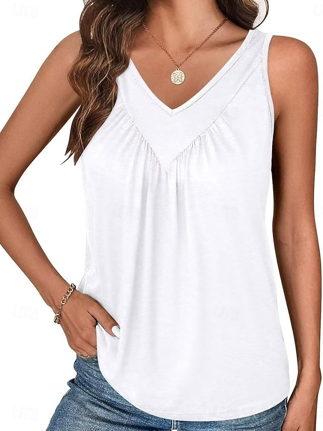 Women's Tank Top Sleeveless Shirt Tee Top Patchwork Plain