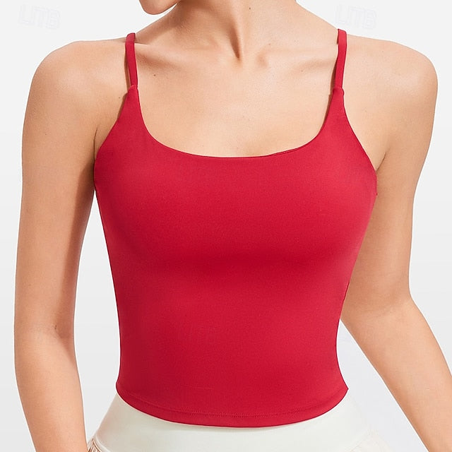 Women's Solid Colored Tank Top Build-in Bra UV Protection