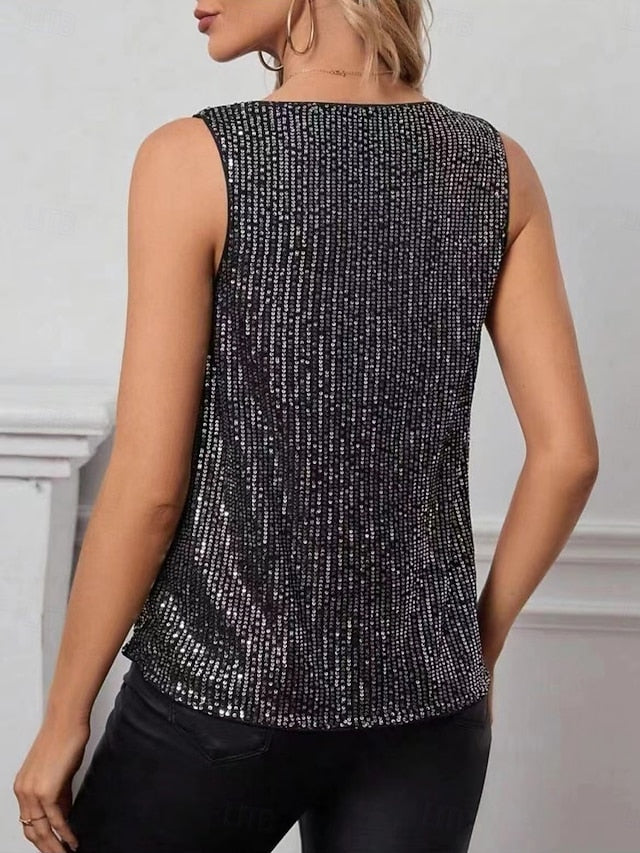 Women's Tank Top Sequins Plain Elegant Fashion Modern