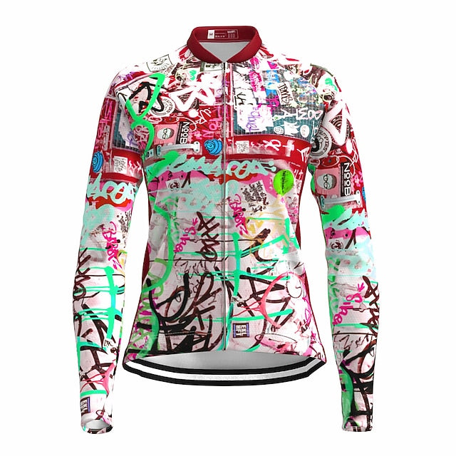 Women's Cycling Jersey Graffiti Funny Long Sleeve Bike