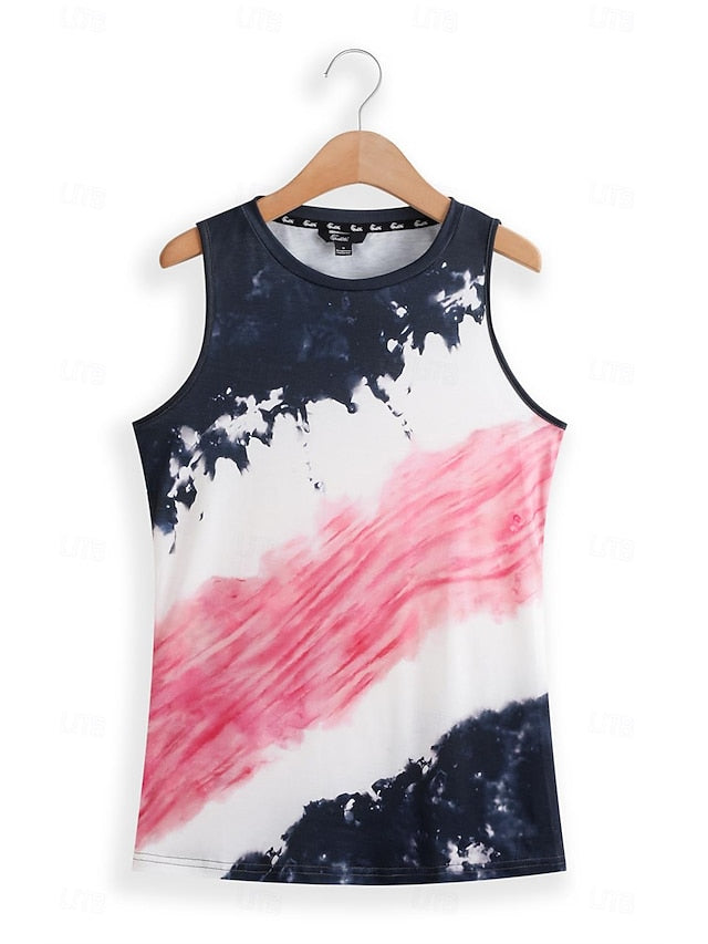 Women's Camisole Tank Top Tie Dye Vest Black Sleeveless
