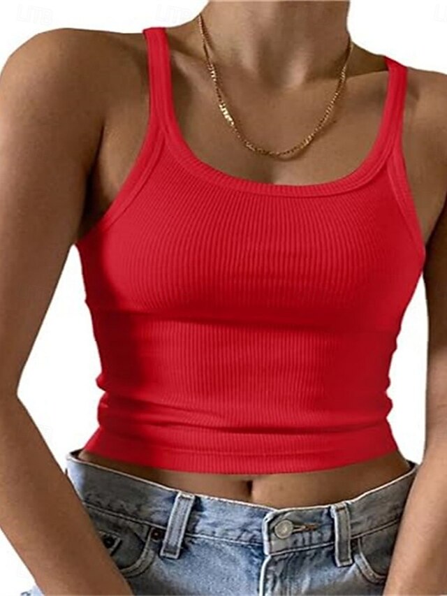 Women's Tank Top Sleeveless Shirt Tee Top Solid Color