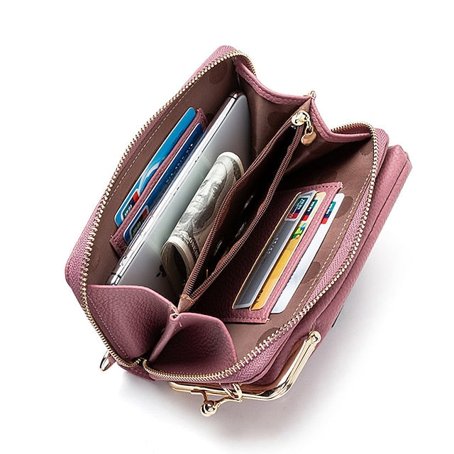 Faux Black Bag Women's with Gold Leather Frame Crossbody