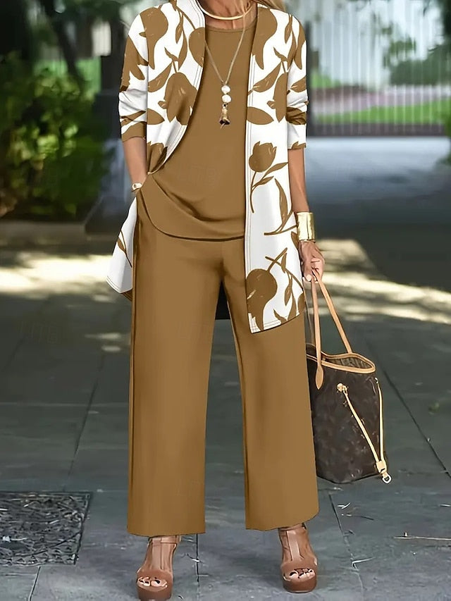 Women's Pants Sets Bolero Top Sleeveless Long Sleeve Round