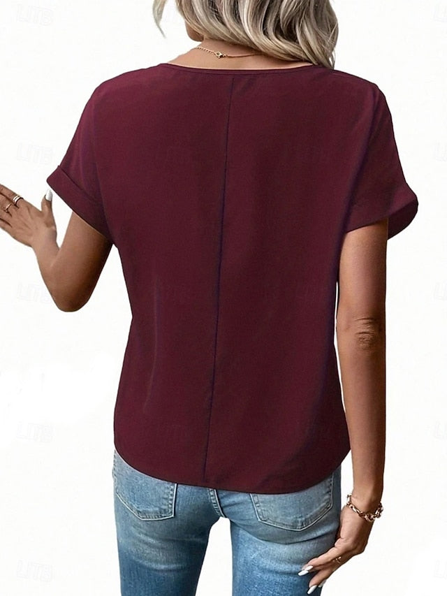 Women's T Shirt Tee Top Zipper Plain Fashion Stylish